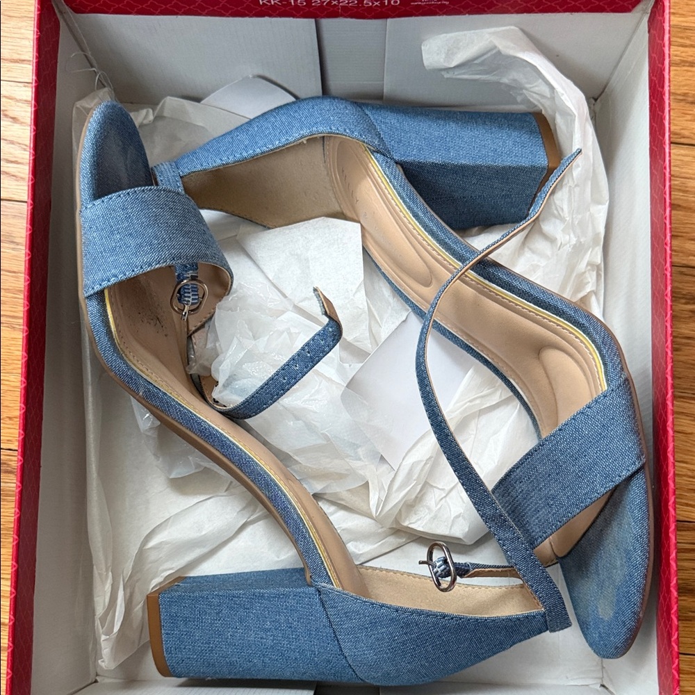 Kelly & Katie Blue Denim Block Heels